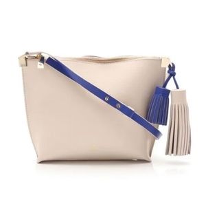 Kate Spade Beige/Cream Crossbody Leather Purse with Blue Accents